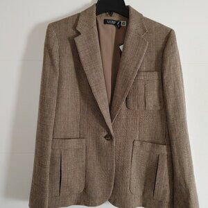 Ralph Lauren Tan Houndstooth Blazer